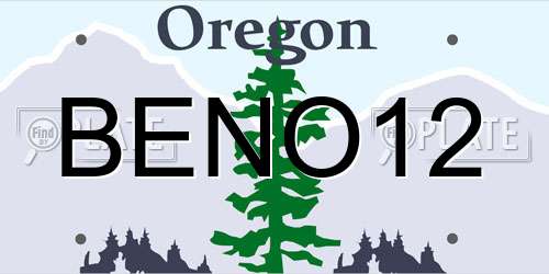BENO12 Oregon License Plate