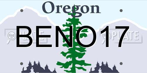 BENO17 Oregon License Plate