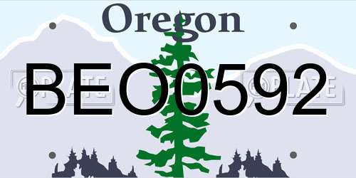 BEO0592 Oregon License Plate