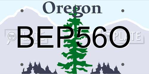 BEP56O Oregon License Plate