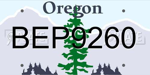 BEP9260 Oregon License Plate