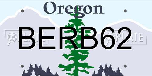 BERB62 Oregon License Plate