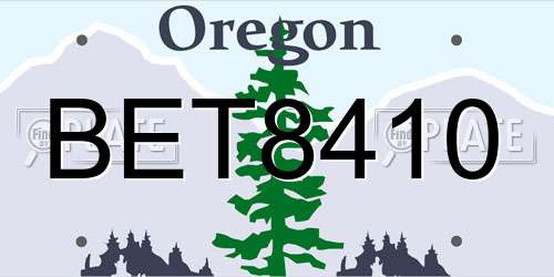 BET8410 Oregon License Plate