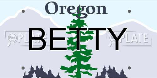 BETTY Oregon License Plate