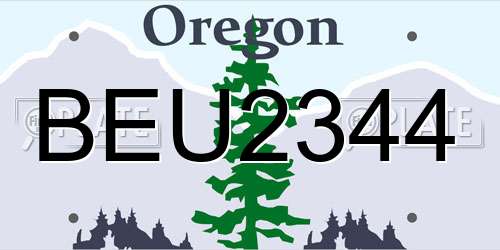 BEU2344 Oregon License Plate
