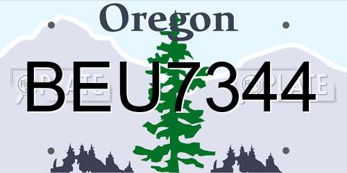 BEU7344 Oregon License Plate