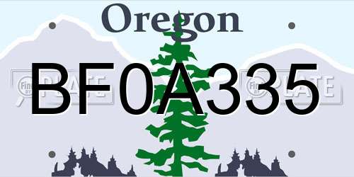 BF0A335 Oregon License Plate