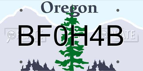 BF0H4B Oregon License Plate