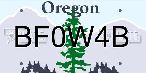 BF0W4B Oregon License Plate