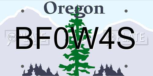 BF0W4S Oregon License Plate