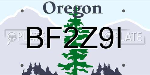 BF2Z9I Oregon License Plate