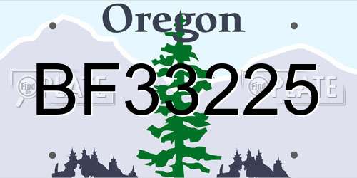 BF33225 Oregon License Plate