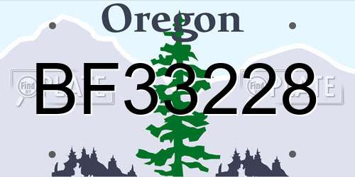 BF33228 Oregon License Plate