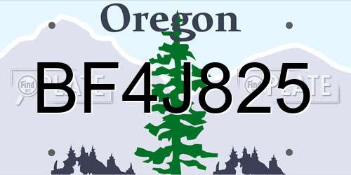 BF4J825 Oregon License Plate