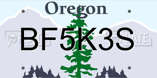 BF5K3S Oregon License Plate
