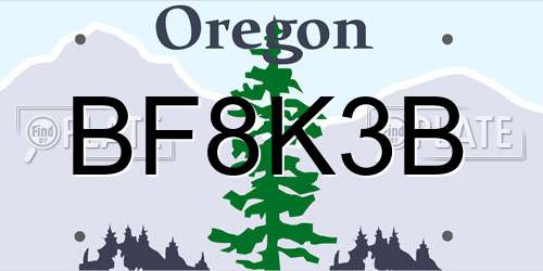 BF8K3B Oregon License Plate