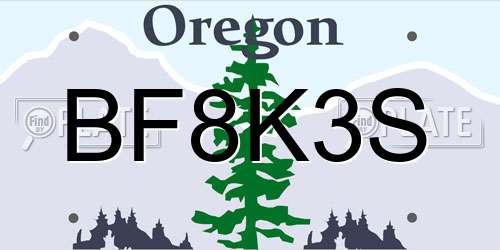 BF8K3S Oregon License Plate