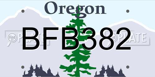 BFB382 Oregon License Plate