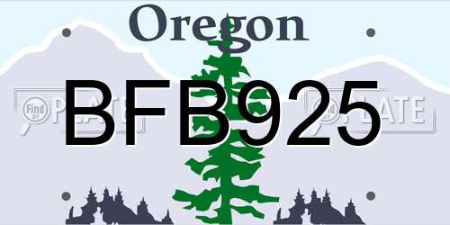 BFB925 Oregon License Plate