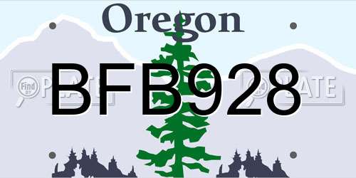 BFB928 Oregon License Plate