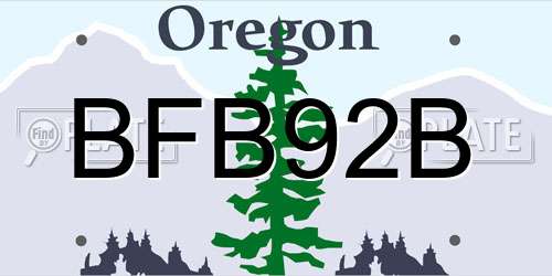 BFB92B Oregon License Plate