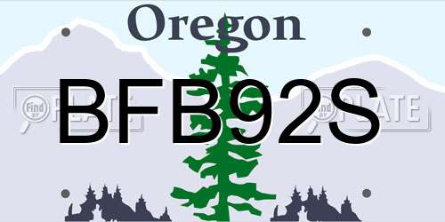 BFB92S Oregon License Plate