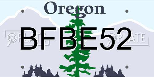 BFBE52 Oregon License Plate
