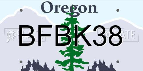 BFBK38 Oregon License Plate