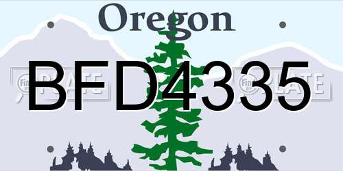 BFD4335 Oregon License Plate