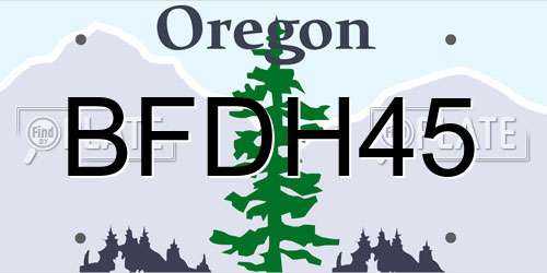 BFDH45 Oregon License Plate