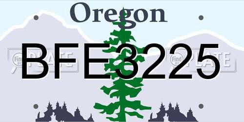 BFE3225 Oregon License Plate