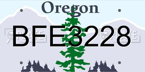 BFE3228 Oregon License Plate