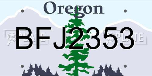 BFJ2353 Oregon License Plate
