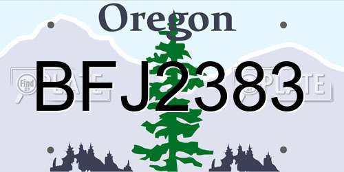 BFJ2383 Oregon License Plate