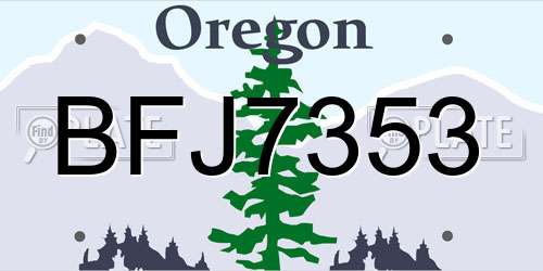 BFJ7353 Oregon License Plate