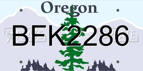 BFK2286 Oregon License Plate