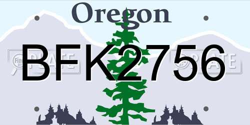 BFK2756 Oregon License Plate