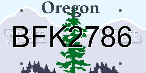 BFK2786 Oregon License Plate