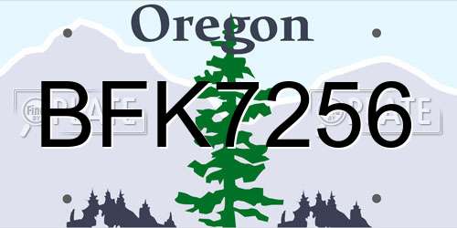 BFK7256 Oregon License Plate