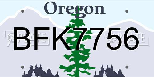 BFK7756 Oregon License Plate