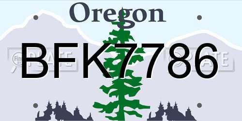 BFK7786 Oregon License Plate