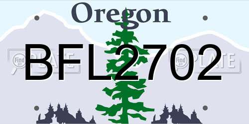BFL2702 Oregon License Plate