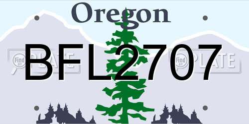 BFL2707 Oregon License Plate