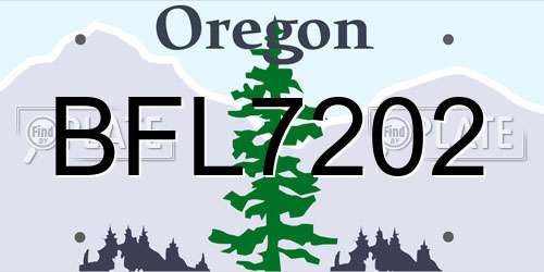BFL7202 Oregon License Plate