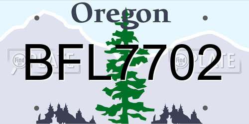 BFL7702 Oregon License Plate