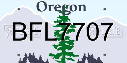 BFL7707 Oregon License Plate
