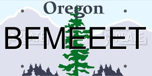 BFMEEET Oregon License Plate