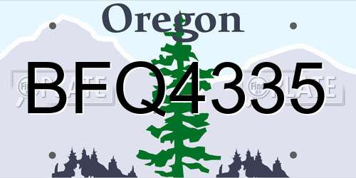 BFQ4335 Oregon License Plate