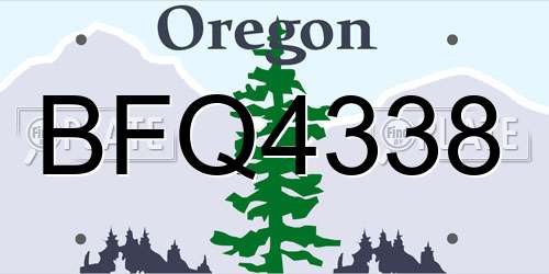 BFQ4338 Oregon License Plate
