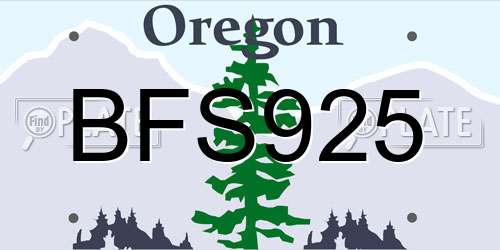 BFS925 Oregon License Plate